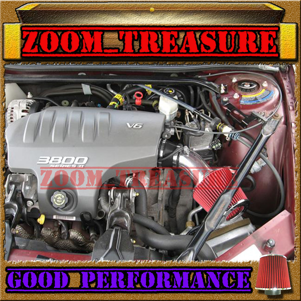 BLACK RED 1996-1999//96 97 98 99 CADILLAC ELDORADO 4.6 4.6L V8 AIR INTAKE KIT