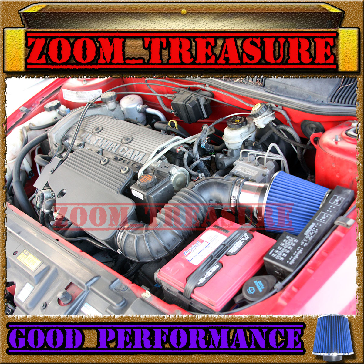 98 99-02 CHEVY CHEVROLET CAVALIER\PONTIAC SUNFIRE 2.2L I4 AIR INTAKE+CHF Red
