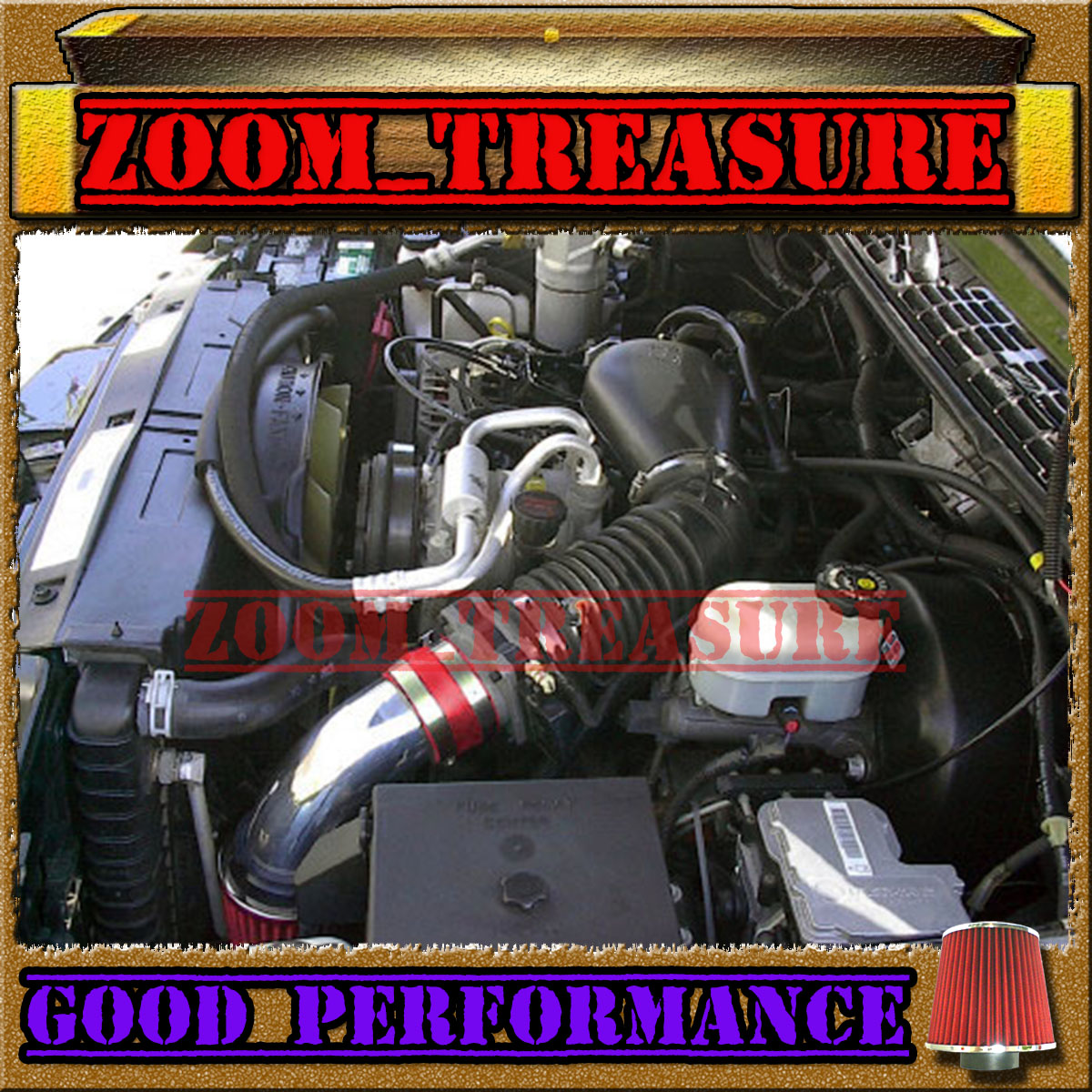 96 97-05 CHEVY S10 ZR2 ZR5 BLAZER SONOMA JIMMY 4.3L V6 COLD AIR INTAKE Red Blue