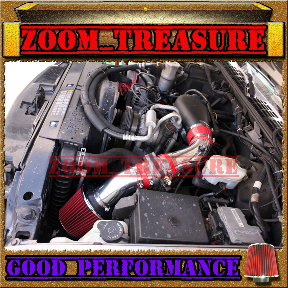 96-05 CHEVY S10 S-10//ZR2//ZR5//BLAZER//SONOMA//JIMMY 4.3 4.3L V6 COLD AIR INTAKE RED