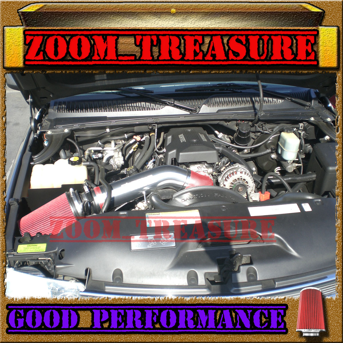 07-08 CHEVY SILVERADO AVALANCHE ESCALADE 4.8//5.3//6.0//6.2L COLD AIR INTAKE Red 4/"