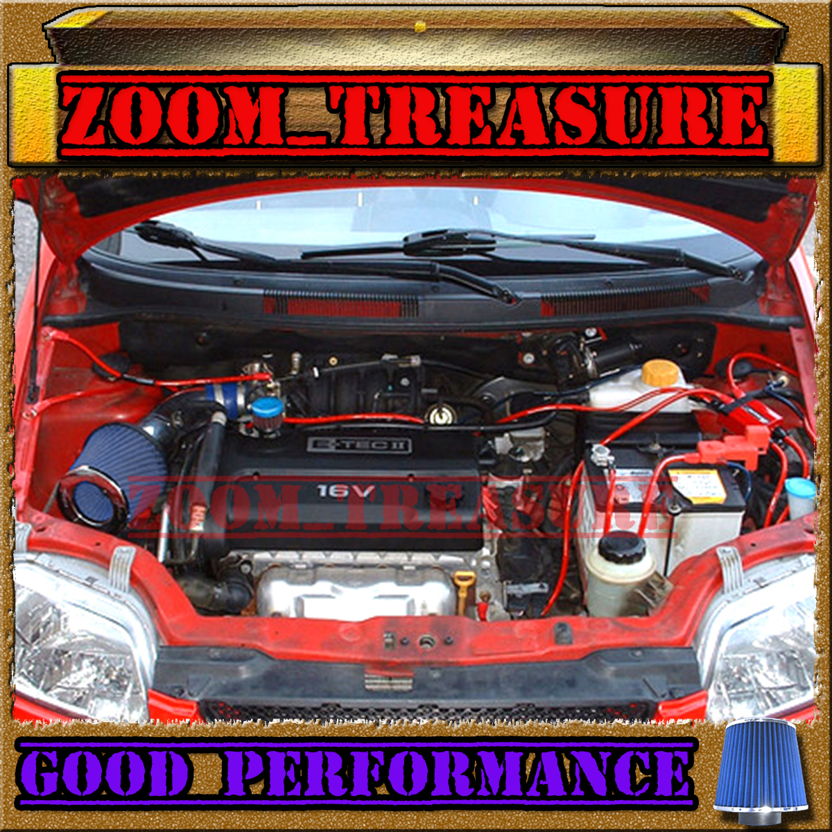 RED 2004-2008//04-08 CHEVY AVEO BASE//LS//LT 1.6 1.6L I4 COLD AIR INTAKE KIT