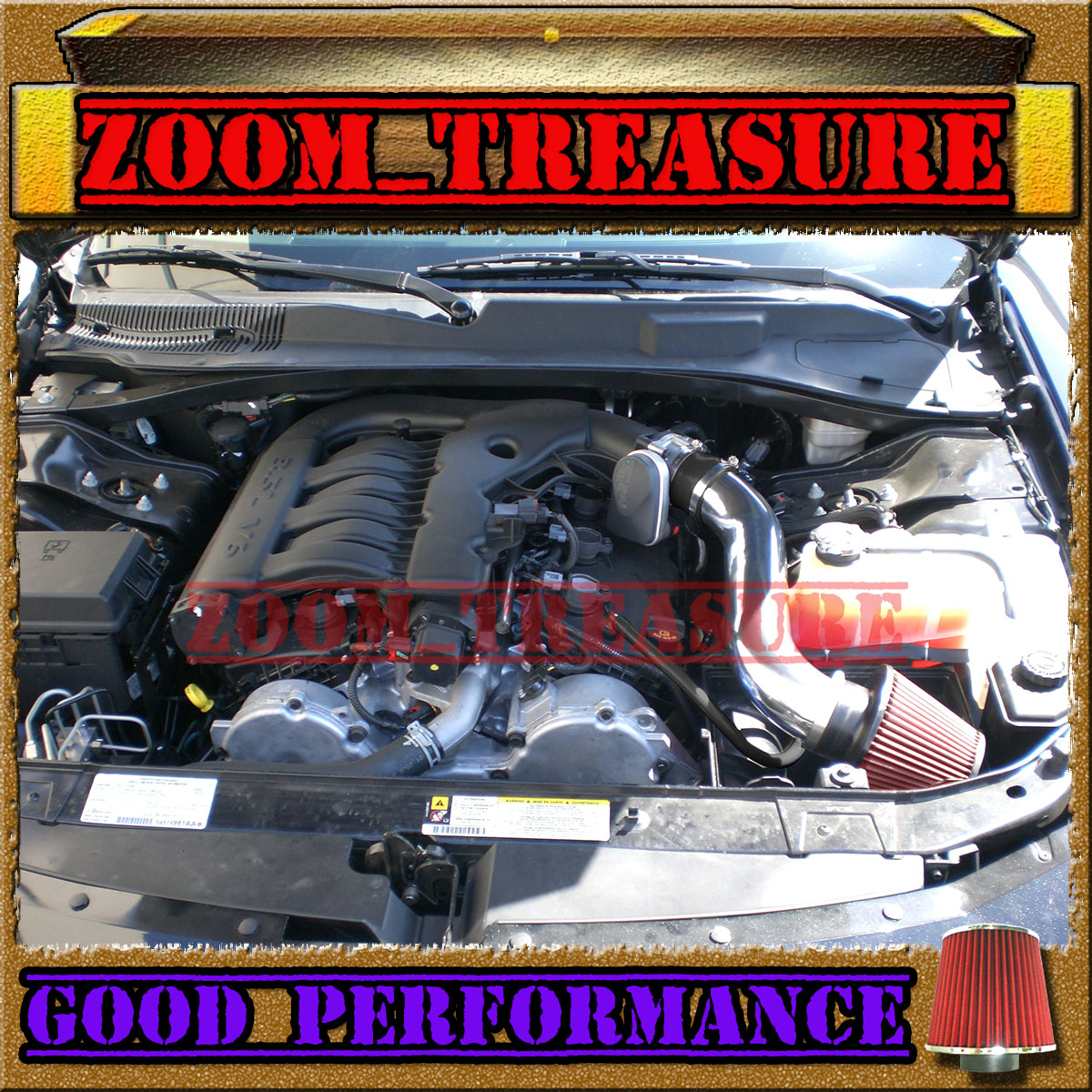 RED CHF 2005-2010 DODGE CHARGER//CHALLENGER//MAGNUM//300 2.7L 3.5L V6 AIR INTAKE S