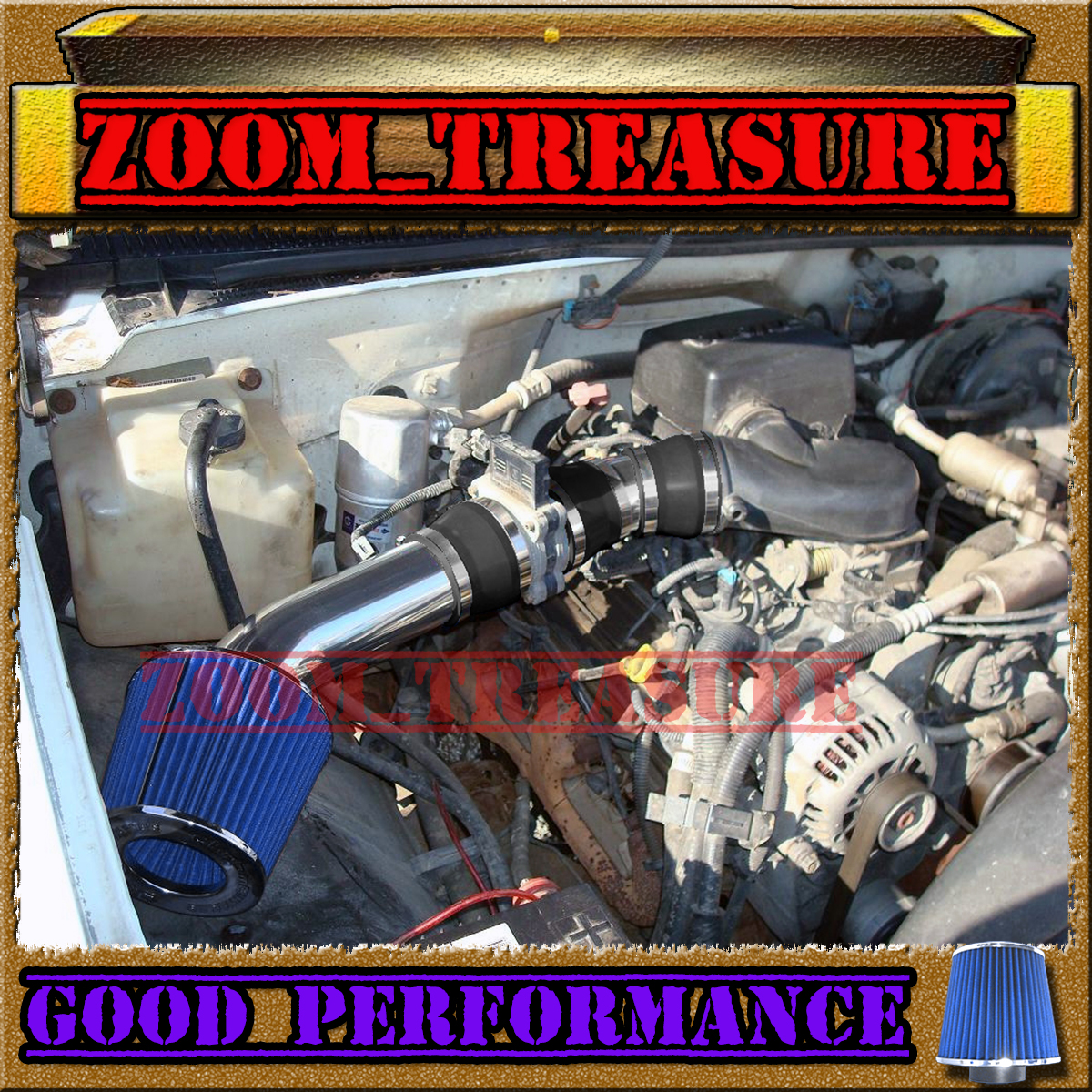 99-07 CHEVY//GMC//CADILLAC TRUCK//SUV 4.8//5.3//6.0//8.1 COLD AIR INTAKE+CHF Black Red