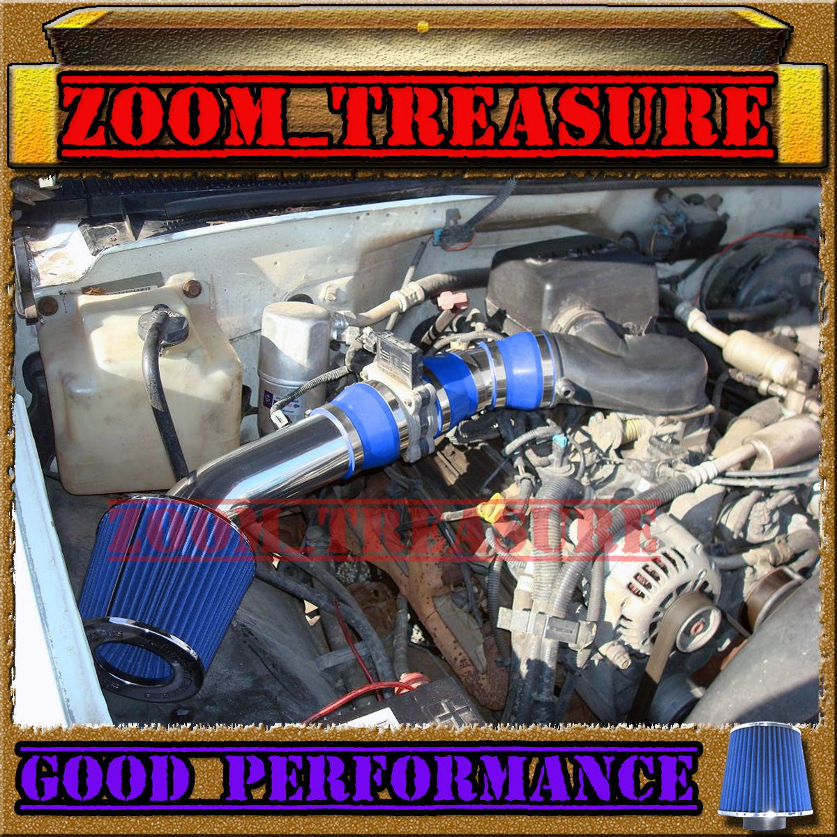 96-00 GMC CHEVY SIERRA C//K 1500 2500 3500 5.0L 5.7L COLD AIR INTAKE KIT Blue 2P