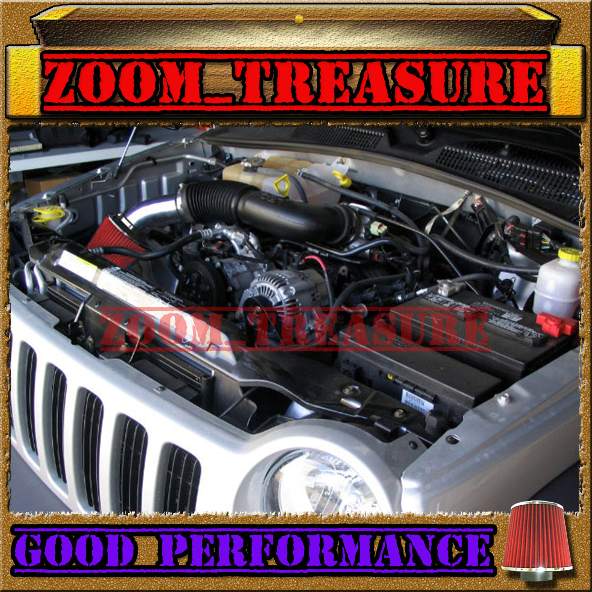 BLACK RED DUAL 2004-2012//04-12 JEEP LIBERTY 3.7L V6 TWIN AIR INTAKE KIT