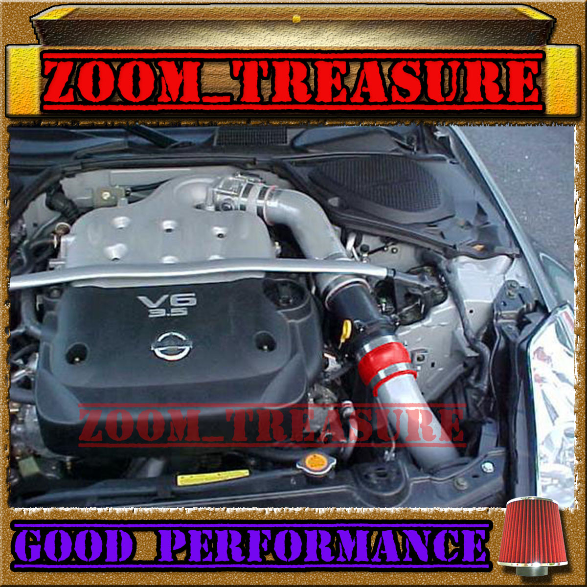 RED COLD AIR INTAKE INDUCTION KIT FOR 03 04 05 06 NISSAN 350Z Z33 3.5 3.5L V6