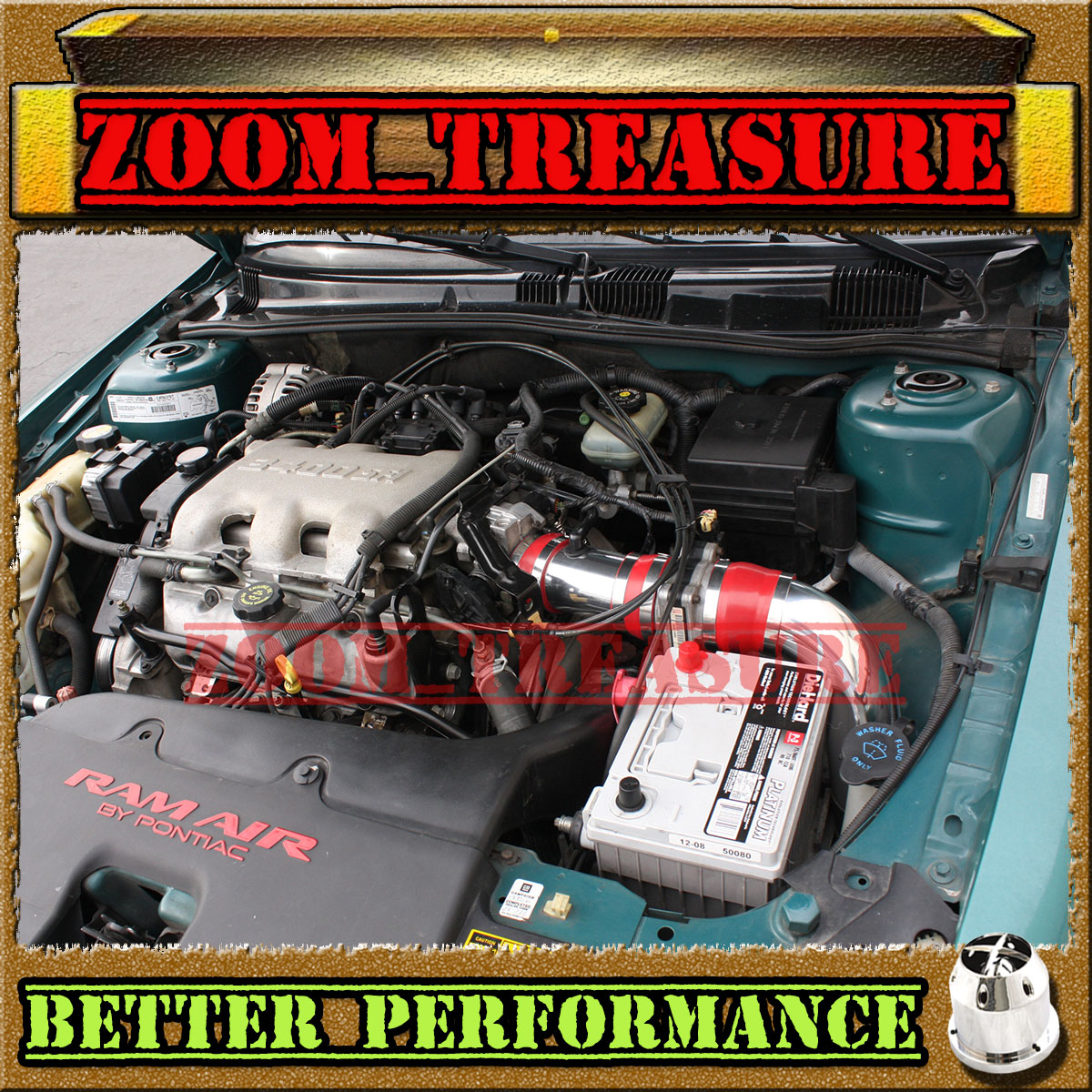 RED 99-05 PONTIAC GRAND AM//OLDSMOBILE ALERO 3.4 3.4L V6 FULL COLD AIR INTAKE 3p