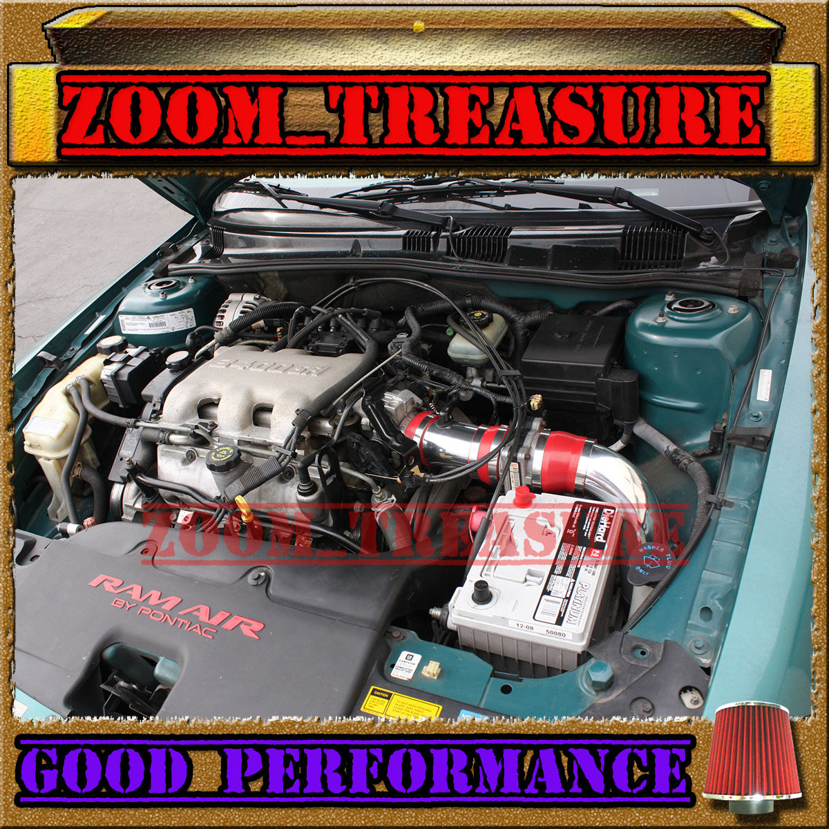 RED 94 95 96 97 98 PONTIAC GRAND AM 2.3 2.3L//2.4 2.4L//3.1 3.1L I4//V6 AIR INTAKE