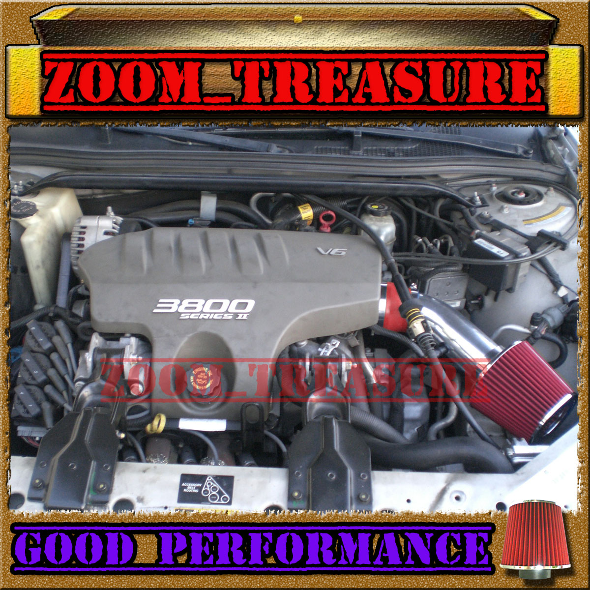 K/&N+BLACK RED 97-05 CHEVY MONTE CARLO//PONTIAC GRAND PRIX 3.8L V6 AIR INTAKE KIT