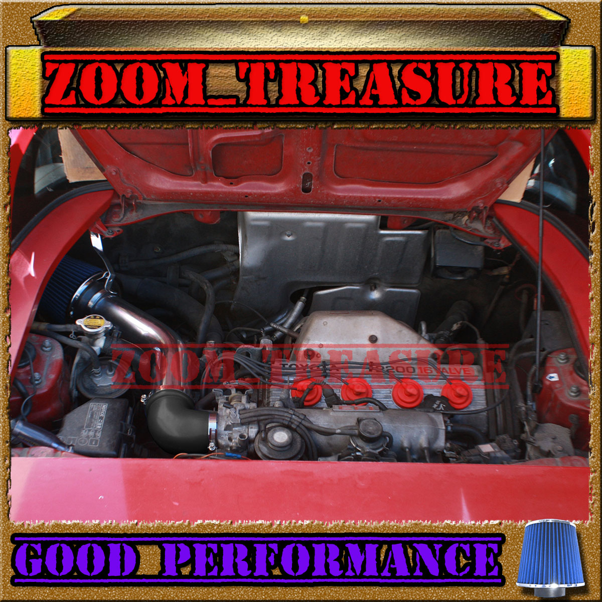 BLACK RED COLD AIR INTAKE INDUCTION KIT FOR 91 92-95 TOYOTA MR2 2.2L NON-TURBO